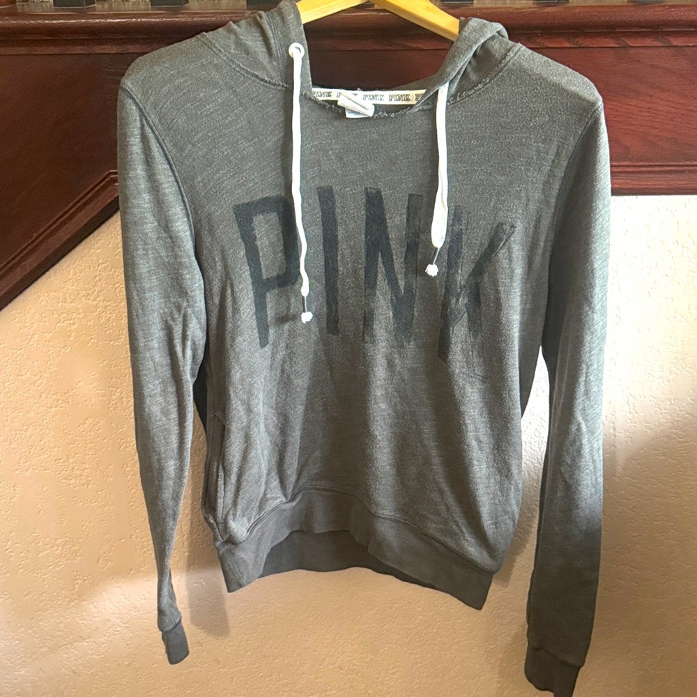 Victoria's Secret Women’s Size Small PINK Charcoal Pullover Hoodie Casual Top
